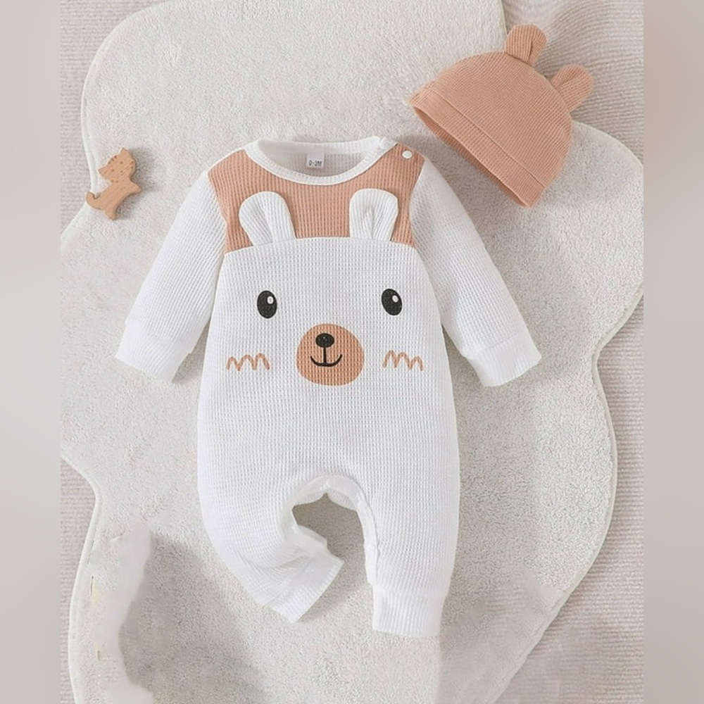 Cozy White and Tan Bear Footie for Kids